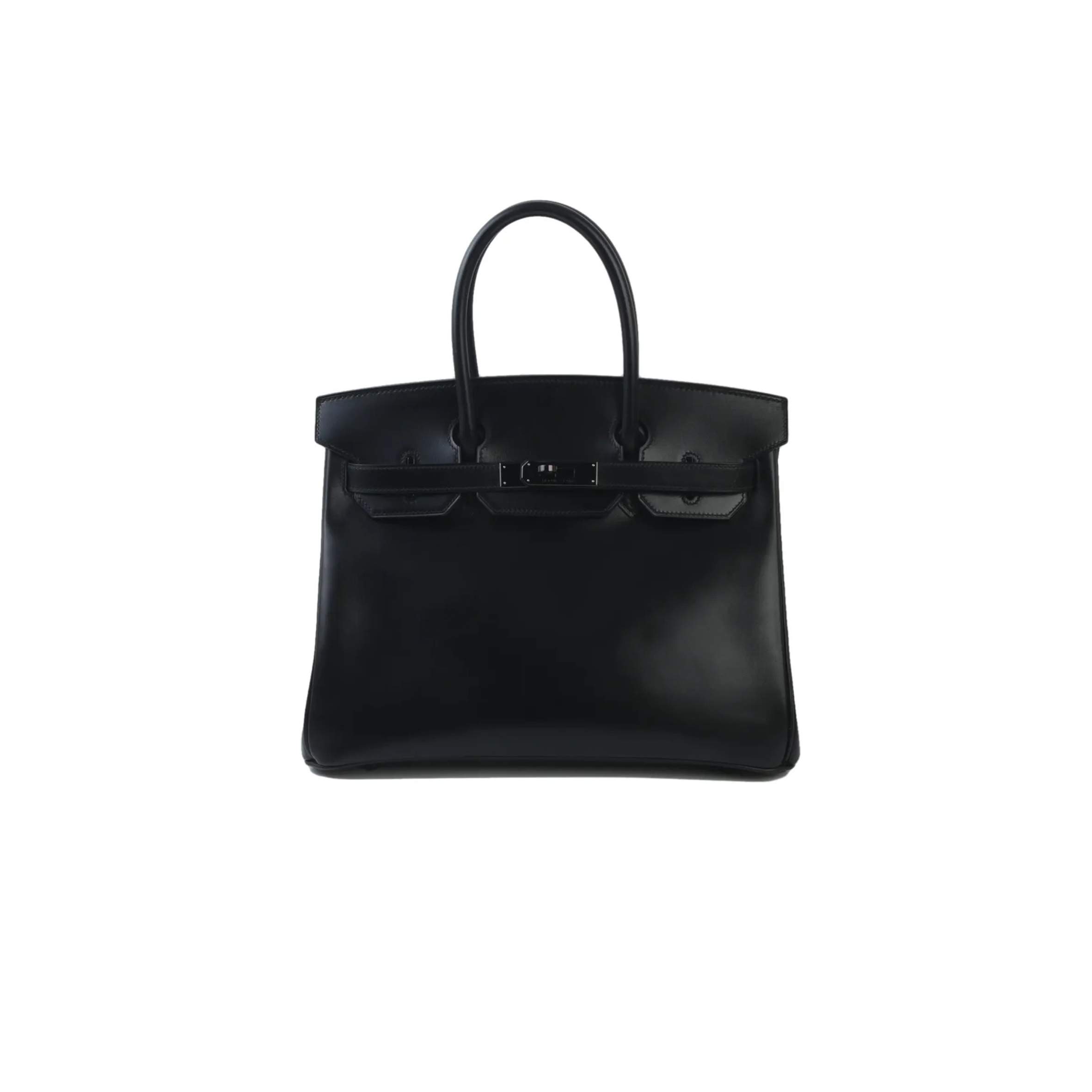 H**mes birkin 30 box leather black black buckle bag h079201ca89 (30*23*15cm)
